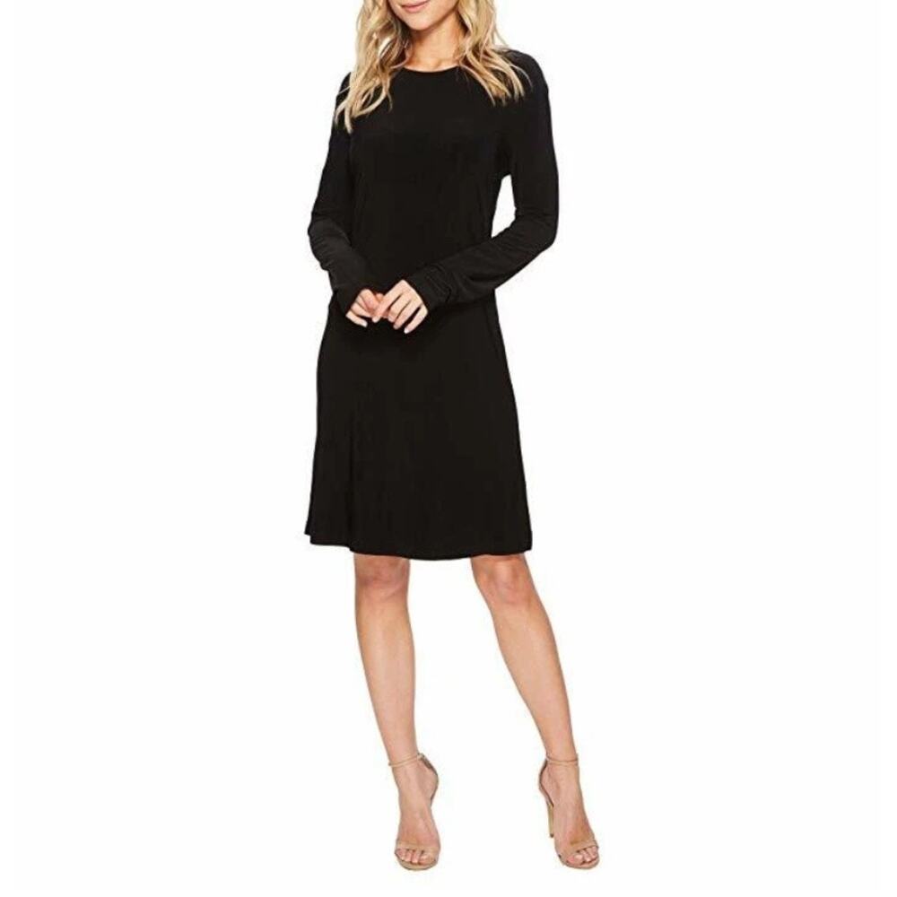 Womens Norma Kamali Black Shirt Dress Size L EUC!